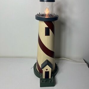 NCE Nautical Lighthouse Table Lamp Wood Coastal Beach Decor Working Light